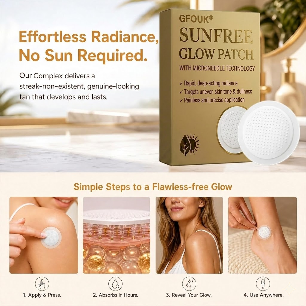 🌴Sun Free Glow Patches, GFOUK® Sun Free Glow Tanning Microdarts Patch, Tanning Patches for Face & Body Deep Hydration & Golden Bronze - Gentle Formula Suitable for All Skin Types